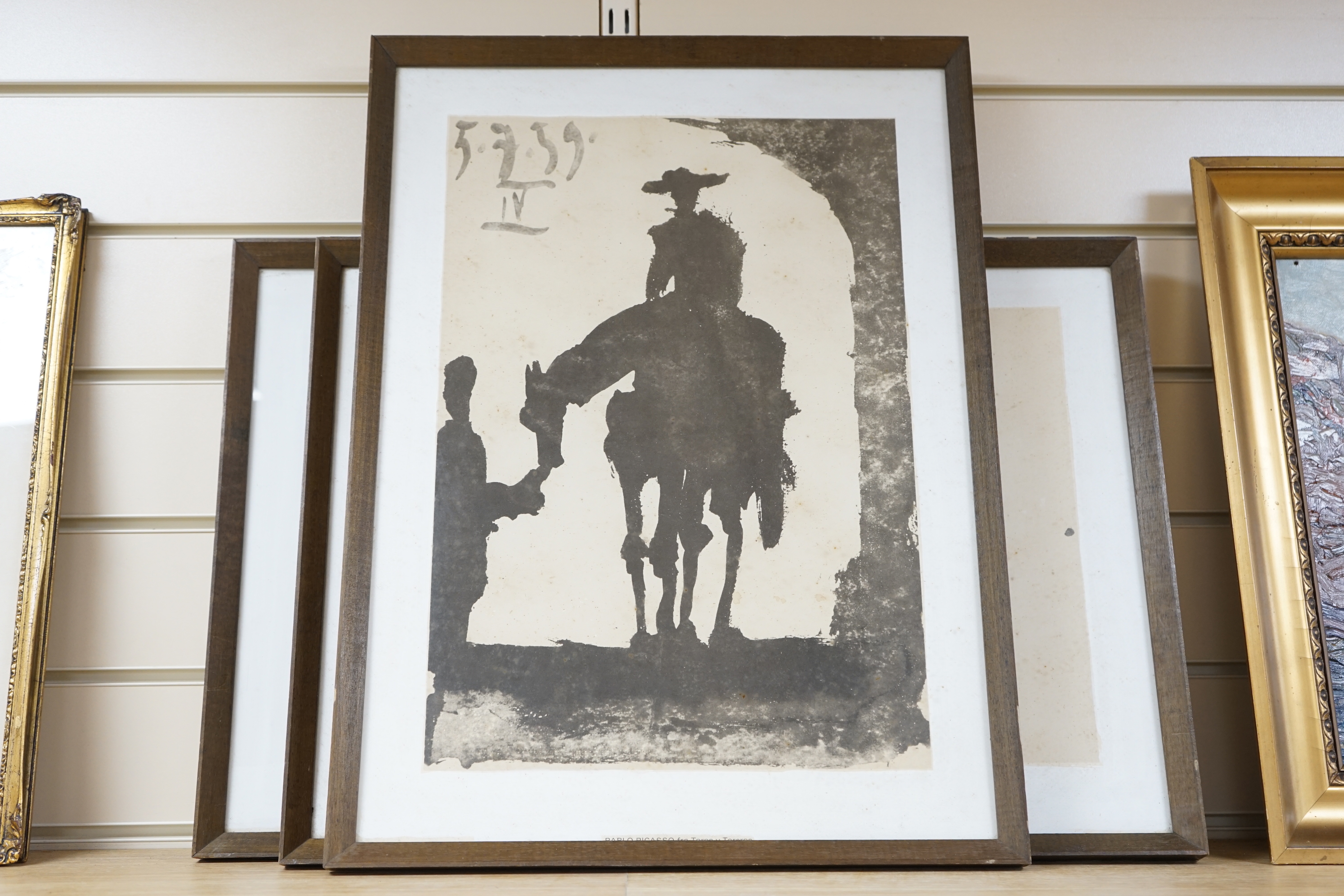 After Pablo Picasso (Spanish, 1881-1973) set of three 1960's offset lithographs, 'Toros Y Toreros', printed in Denmark by Behrndt, each 51 x 37cm